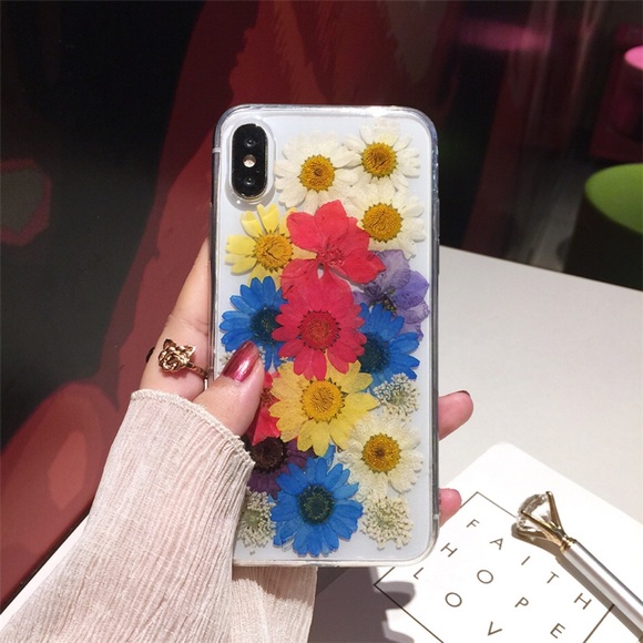 Beautiful Hand Pressed Multi Color Flower iPhone Case - Picture 2 of 7